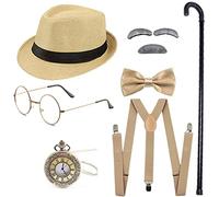 Gionforsy - Set di accessori per costume da Gatsby Gangster degli anni '20, da uomo, Style2-beige, taglia unica