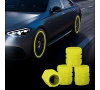 GIOPSQ 4PCS Tappi Valvola Pneumatici Auto, Cappucci Fluorescenti Luminosi al Buio, Coprivalvole Ruota Universali per Auto, Camion, SUV e Moto Materiale Traspirante/D/4PCS