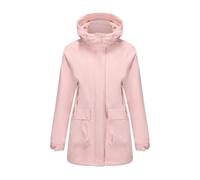 GIOPSQ Parka da donna con interno in pile, cappuccio rimovibile, giacca antivento idrorepellente autunno inverno trench in pelle/D/XXL