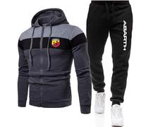 GIOPSQ Tuta da uomo Set tuta da jogging Ab-Arth Giacca con zip con cap puccio + pantaloni abbigliamento sportivo Asuale/E/L