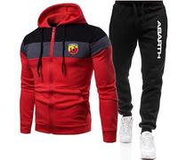 GIOPSQ Tuta da uomo Set tuta da jogging Ab-Arth Giacca con zip con cappuccio + pantaloni abbigliamento sportivo Asuale/D/L