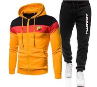 GIOPSQ Tuta da uomo Set tuta da jogging Ab-Arth Giacca con zip con cappuccio + pantaloni abbigliamento sportivo Asuale/B/L