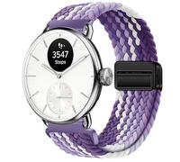 GIOPUEY 18mm Cinturini Magnetica Compatibile con Withings ScanWatch 2 38mm/Nova Brilliant 39mm/ScanWatch Light, Cinturino in Morbido Nylon Intrecciato [Unisex] [Traspirante] - Purple/White