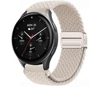 GIOPUEY 20mm Cinturini Magnetica Compatibile con Hama Smartwatch 8900 1,43, Cinturino in Morbido Nylon Intrecciato [Unisex] [Traspirante] - Beige