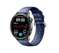 GIOPUEY 22mm Cinturini Compatibile con Realme Watch 5/S2/S/S PRO/Watch 3/3 Pro/2/2 PRO, Vera Pelle Cinturino [Resistente all'Usura] [Traspirante] - Navy Blue