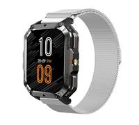 GIOPUEY 22mm Cinturini Magnetica Compatibile con Blackview W60/W70 Pro/W80 PRO, Cinturino in Acciaio Inossidabile Intrecciato [Magnetico] - Silver