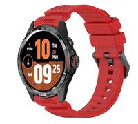 GIOPUEY 24mm Cinturini Compatibile con TicWatch Atlas, Morbido Silicone Cinturino [Resistente all'Usura] [Traspirante] - Red