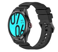 GIOPUEY 24mm Cinturini Compatibile con TicWatch PRO 5, Morbido Silicone Cinturino [Resistente all'Usura] [Traspirante] - Black