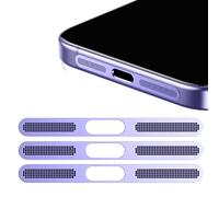 GIOPUEY Adesivo Antipolvere a Rete per iPhone 14 PRO, 3 Pezzi Altoparlante di Protezione Integrato e Porta di Ricarica, Anti Dust - Purple