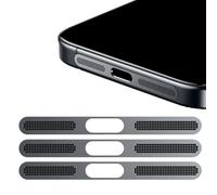 GIOPUEY Adesivo Antipolvere a Rete per iPhone 15, 3 Pezzi Altoparlante di Protezione Integrato e Porta di Ricarica, Anti Dust - Black