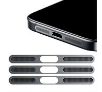 GIOPUEY Adesivo Antipolvere a Rete per iPhone 16 PRO Max, 3 Pezzi Altoparlante di Protezione Integrato e Porta di Ricarica, Anti Dust - Black