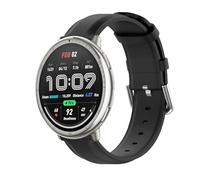 GIOPUEY Cinturini Compatibile con Amazfit Active 2, Vera Pelle Cinturino [Resistente all'Usura] [Traspirante] - Black