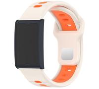 GIOPUEY Cinturini Compatibile con Amazfit Helio Strap, Morbido TPU Cinturino [Design a colori di giunzione] - beige/orange