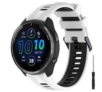 GIOPUEY Cinturini Compatibile con Garmin Forerunner 965/955/945/745, Morbido TPU Cinturino [Design a Colori di Giunzione] - White/Black