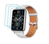 GIOPUEY Cinturini Compatibile con Huawei Watch Fit 2, Vera Pelle Cinturino + 3 Pezzi Pellicola Protettiva, [Resistente all'Usura] [Traspirante] - White