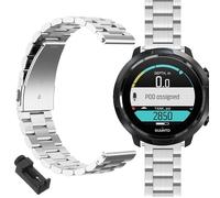 GIOPUEY Cinturini Compatibile con SUUNTO 7/9/9 Baro/D5, 24mm Acciaio inossidabile Cinturino [Resistente All'usura] - silver