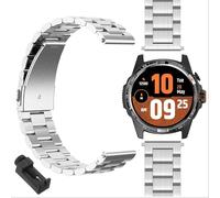 GIOPUEY Cinturini Compatibile con TicWatch Atlas, Acciaio Inossidabile Cinturino [Resistente all'Usura] - Silver