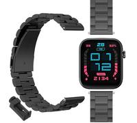 GIOPUEY Cinturini Compatibile con Ticwatch GTH 2, Acciaio inossidabile Cinturino [Resistente All'usura] - black