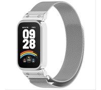 GIOPUEY Cinturini Compatibile con Xiaomi Band 9 Active, Cinturino in Acciaio Inossidabile Intrecciato [Magnetico] - Silver