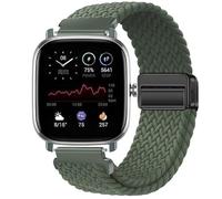 GIOPUEY Cinturini Magnetica Compatibile con Amazfit GTS 2 Mini, Cinturino in morbido nylon intrecciato [unisex] [Traspirante] - Green