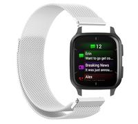 GIOPUEY Cinturini Magnetica Compatibile con Garmin Venu SQ2, Cinturino in acciaio inossidabile intrecciato [magnetico] - Silver