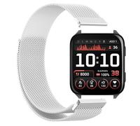 GIOPUEY Cinturini Magnetica Compatibile con Garmin Venu X1, Cinturino in acciaio inossidabile intrecciato [magnetico] - Silver