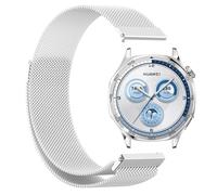 GIOPUEY Cinturini Magnetica Compatibile con Huawei Watch GT 6 46mm, Cinturino in acciaio inossidabile intrecciato [magnetico] - Silver