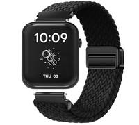 GIOPUEY Cinturini Magnetica Compatibile con Ticwatch GTH, Cinturino in morbido nylon intrecciato [unisex] [Traspirante] - Black