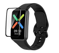 GIOPUEY Cinturini per Oppo Watch Free, [2 in 1] TPU Silicone Cinturino + Pellicola Protettiva, [Resistente all'Usura] [Traspirante] per Oppo Watch Free - Nero