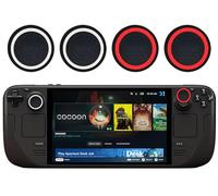 GIOPUEY Copri Analogici Compatibile con Steam Deck OLED, 4 Pezzi Silicone Joystick Thumb Stick Grips cap Cover Case Custodia Protettiva, Morbida e Antiscivolo - Black/Red+Black/White