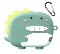 GIOPUEY Coque Compatible avec Huawei Freebuds 7i, Mignon Drôle Dessin Animé TPU Silicone Protection étui avec Crochet Porte-clés Housse Case Pour Garçon fille homme femme - Green Dinosaur