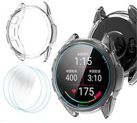 GIOPUEY Cover + 3 Flessibile Pellicola Protettiva per Garmin Forerunner 165, Soft TPU, Shock Resistant - Transparent