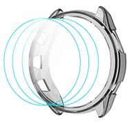 GIOPUEY Cover + 3 Flessibile Pellicola Protettiva per Garmin Forerunner 965, Soft TPU, Shock Resistant - Black
