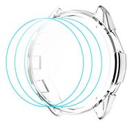 GIOPUEY Cover + 3 Flessibile Pellicola Protettiva per Garmin Forerunner 965, Soft TPU, Shock Resistant - Transparent