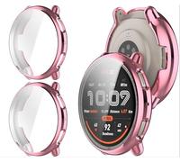 GIOPUEY Cover Compatibile con Amazfit Active 2, [2 Pezzi] Soft TPU, Shock Resistant Custodia - Pink+Pink