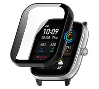 GIOPUEY Cover Compatibile con Amazfit GTS 4 Mini, Pellicola Protettiva Vetro + Cornice in Plastica Rigida, Protezione a 360°, Amazfit GTS 4 Mini Custodia - Black