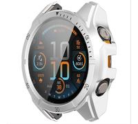 GIOPUEY Cover Compatibile con Fenix 8 51mm AMOLED, Pellicola Protettiva Vetro + Cornice in Plastica Rigida Custodia - Silver