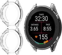 GIOPUEY Cover Compatibile con Garmin Forerunner 570 42mm, [2 Pezzi] Soft TPU, Shock Resistant Custodia - Transparent+Transparent