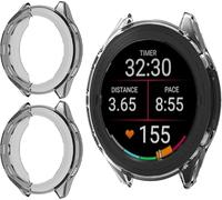GIOPUEY Cover Compatibile con Garmin Forerunner 70, [2 Pezzi] Soft TPU, Shock Resistant Custodia - Black+Black