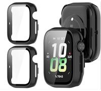 GIOPUEY Cover Compatibile con Honor Watch 5, [2 Pezzi] Pellicola Protettiva Vetro + Cornice in Plastica Rigida Custodia - Black+Black