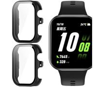 GIOPUEY Cover Compatibile con Honor Watch X5i, [2 Pezzi] Pellicola Protettiva Vetro + Cornice in Plastica Rigida Custodia - Black+Black