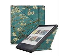 GIOPUEY Cover Compatibile con Kobo Libra Colour, Flip Pelle + Morbida custodia in silicone, consistenza simile alla pelle - flower