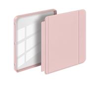 GIOPUEY Cover Compatibile con Kobo Libra Colour/Kobo Libra 2, Flip Pelle + PC TPU Trasparente Guscio Rigido Posteriore - Pink