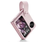 GIOPUEY Cover Compatibile con Oppo Find N3 Flip, Pelle PU + PC Rigido Custodia, Speciale Struttura in Pelle Case，con Anello Portatile - Pink