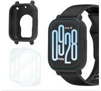 GIOPUEY Cover Compatibile con Redmi Watch 5 Active, Custodia con 3 Pezzi Pellicola Protettiva flim, Morbido TPU Silicone Case Protettiva - Black