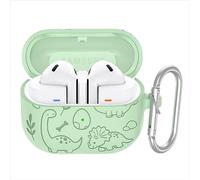 GIOPUEY Cover Compatibile con Samsung Galaxy Buds 3/3 Pro, Carino Divertente Cartone Animato TPU Silicone Custodia, Protettiva Case Cover con Gancio Portachiavi per Uomini Donne - Green