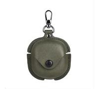 GIOPUEY Cover Compatibile con Samsung Galaxy Buds FE/Buds 2 Pro, PU Pelle Custodia, Protettiva Case Cover con Gancio Portachiavi per Uomini Donne - green