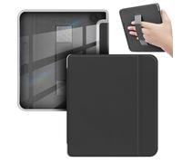 GIOPUEY Cover Compatibile con Tolino Vision Color/Vision 6, Flip Pelle + PC TPU Trasparente Case con Cinturino Guscio Rigido Posteriore - Black