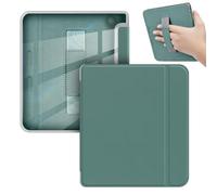 GIOPUEY Cover Compatibile con Tolino Vision Color/Vision 6, Flip Pelle + PC TPU Trasparente Case con Cinturino Guscio Rigido Posteriore - Dark Green