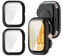 GIOPUEY Cover Compatibile con Vivo Watch GT 2, [2 Pezzi] Pellicola Protettiva Vetro + Cornice in Plastica Rigida Custodia - Black+Black